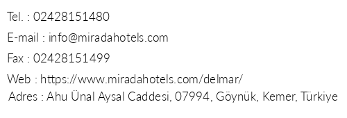 Mirada Del Mar Hotel telefon numaralar, faks, e-mail, posta adresi ve iletiim bilgileri